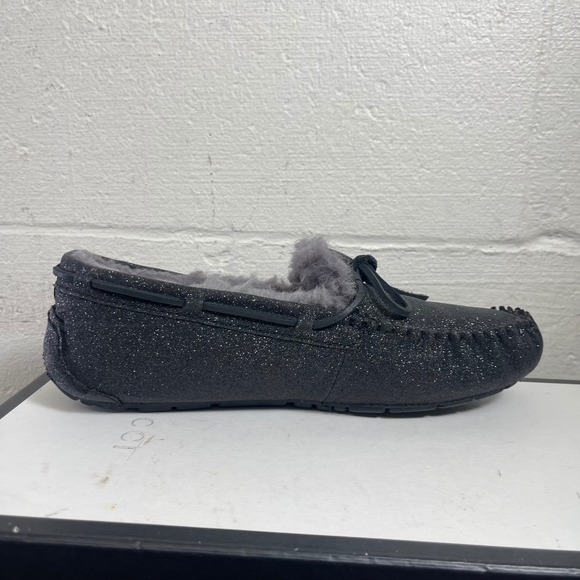 UGG Australia Dakota 1100178 Shearling Moccasin Slipper Black Glitter Womens 11 - Picture 2 of 10
